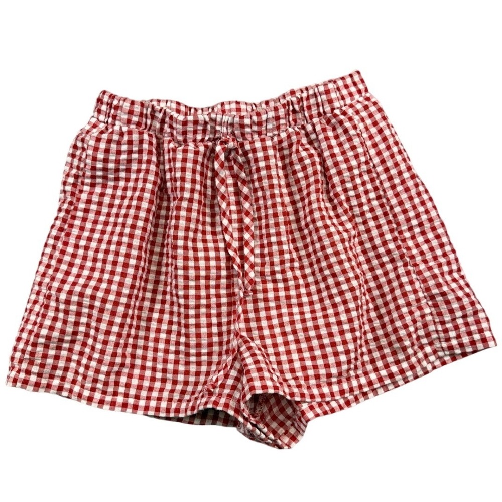 Originality Kids Red Gingham Checkered Shorts Elastic Waist Size M Made in USA